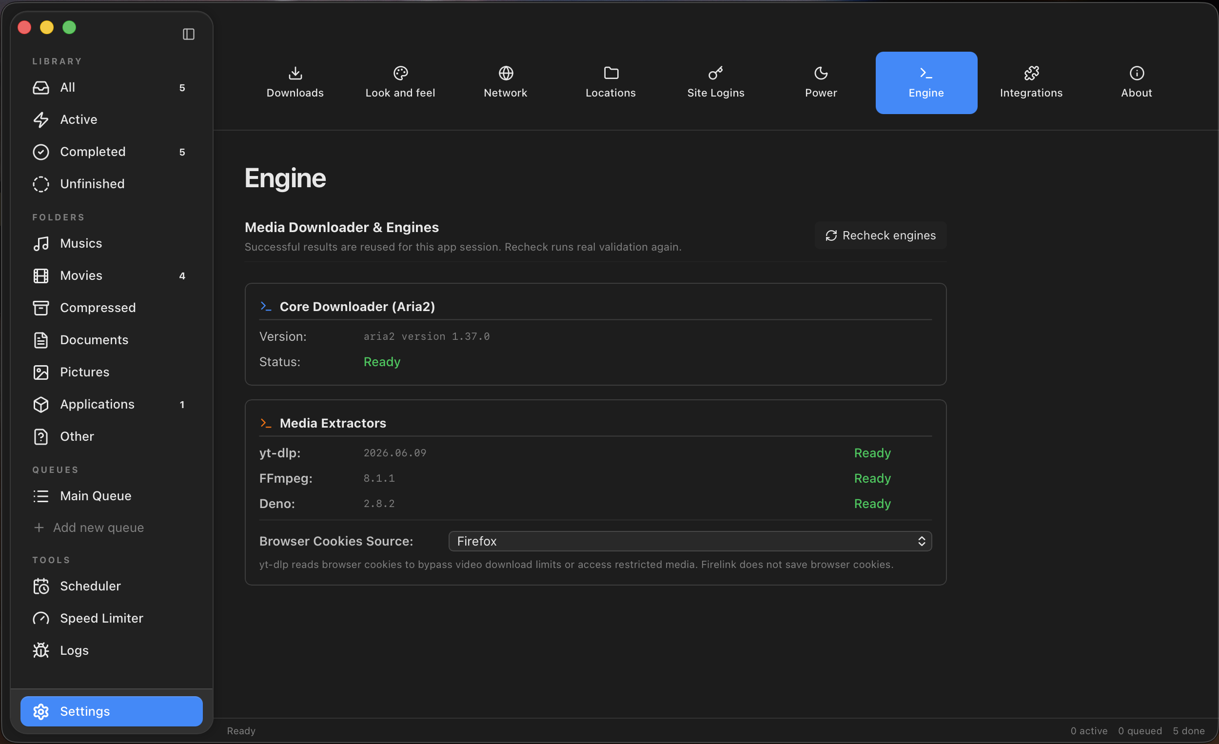 Firelink dark theme settings