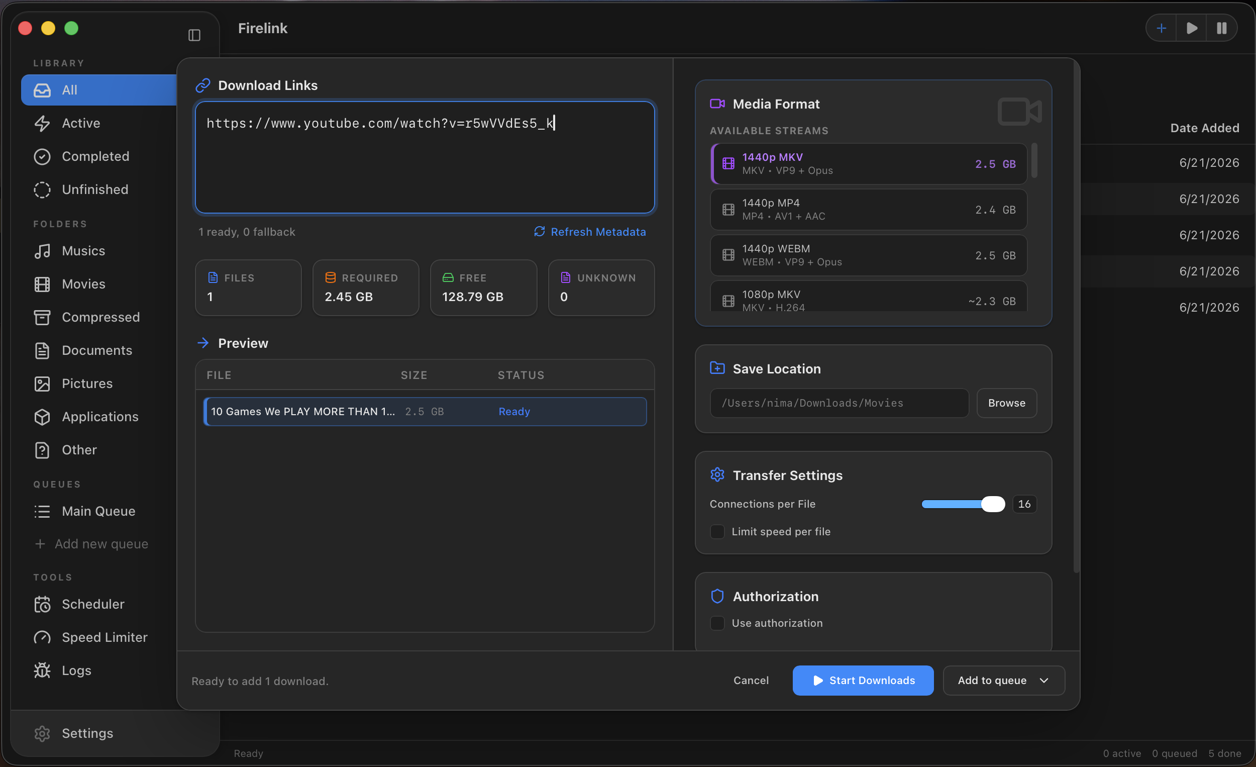 Firelink dark theme add window