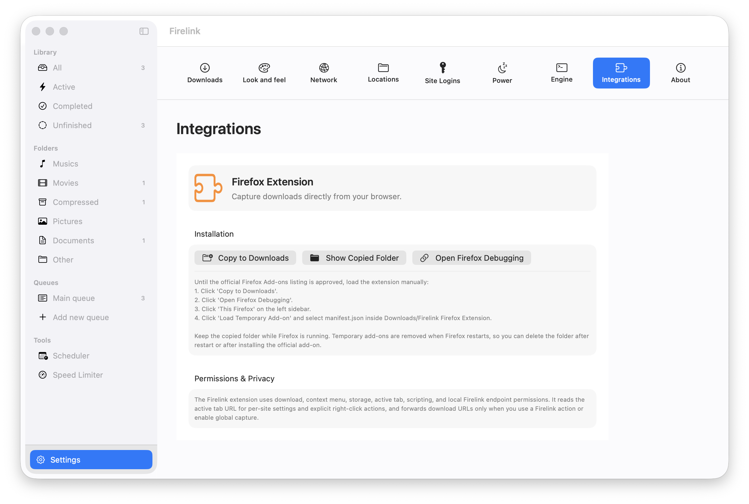 Settings light theme