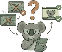 A cute koala with a question mark above its head wondering why to choose KoalaSync