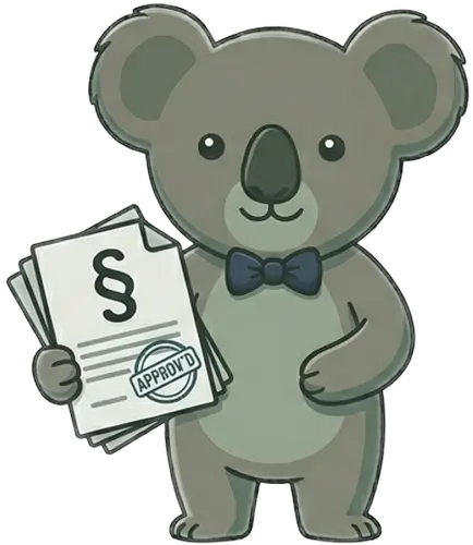 Cute Koala representing the legal notice page