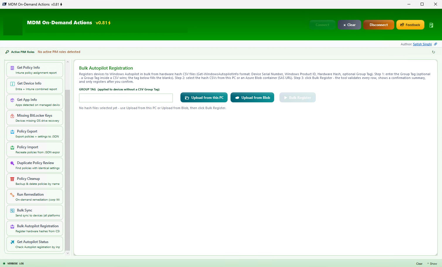Bulk Autopilot Registration interface