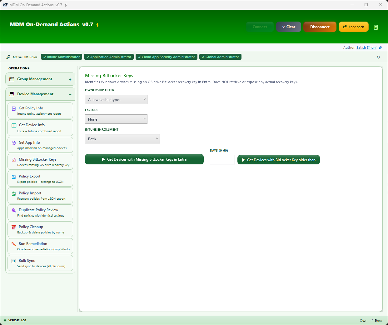 Missing BitLocker Keys interface