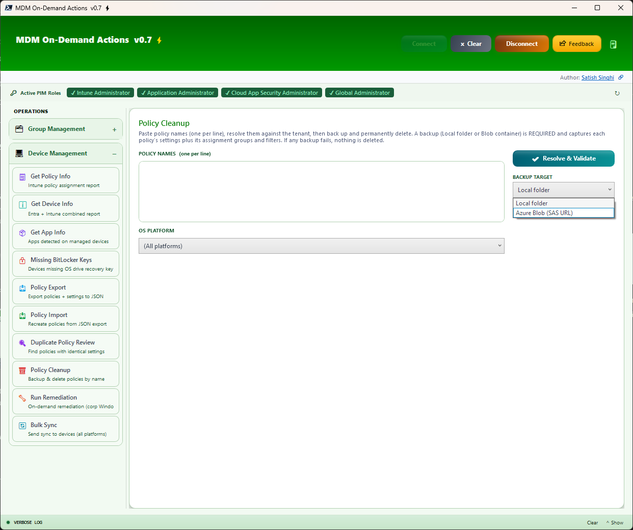 Policy Cleanup interface